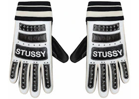 Stussy Leather Bike Gloves Black/White - vue 360