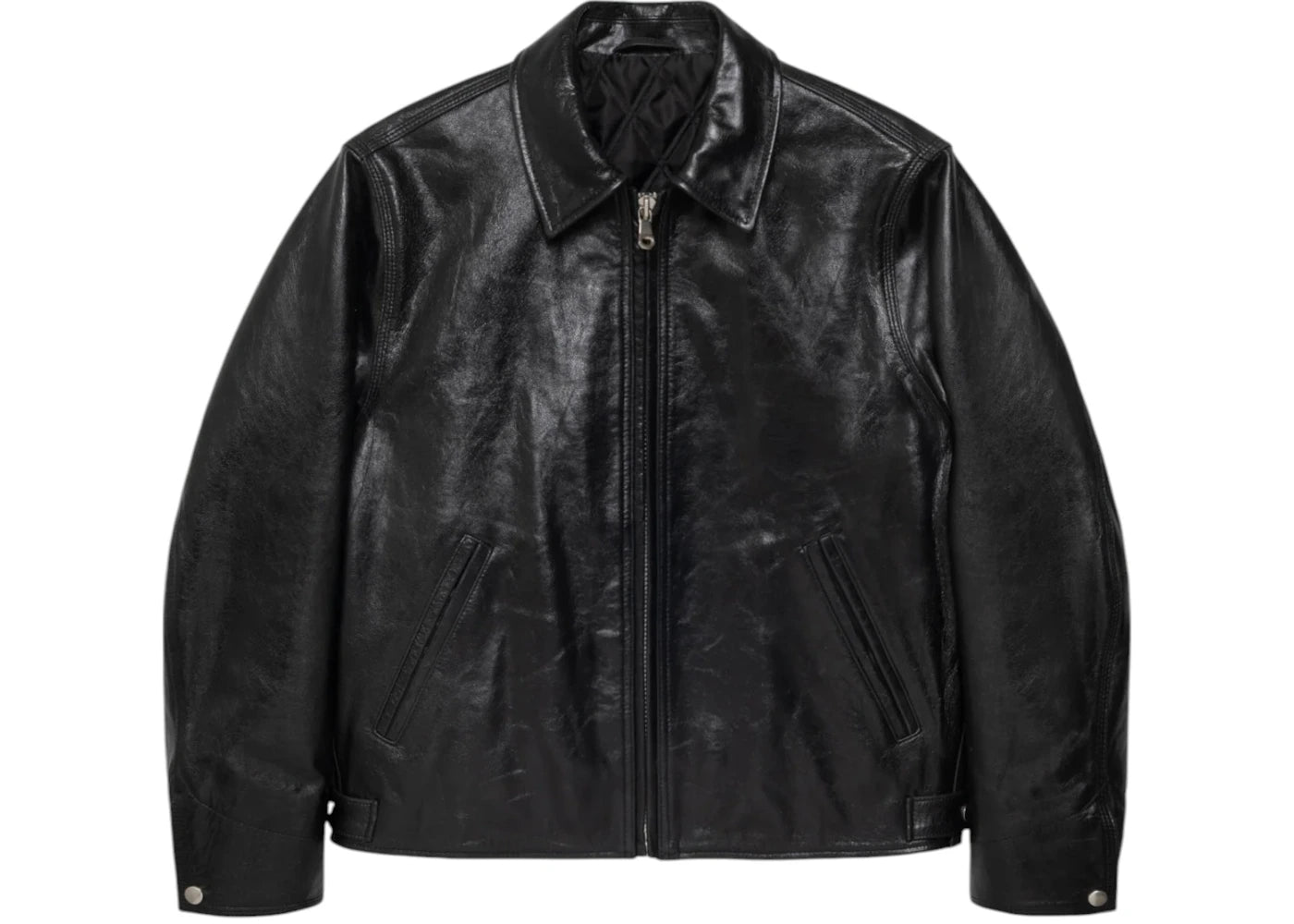 Stussy Leather Garage Jacket Black - vue secondaire A