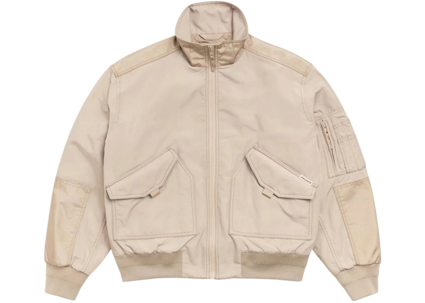Stussy Mock Neck Flight Bomber Jacket Khaki - vue secondaire A