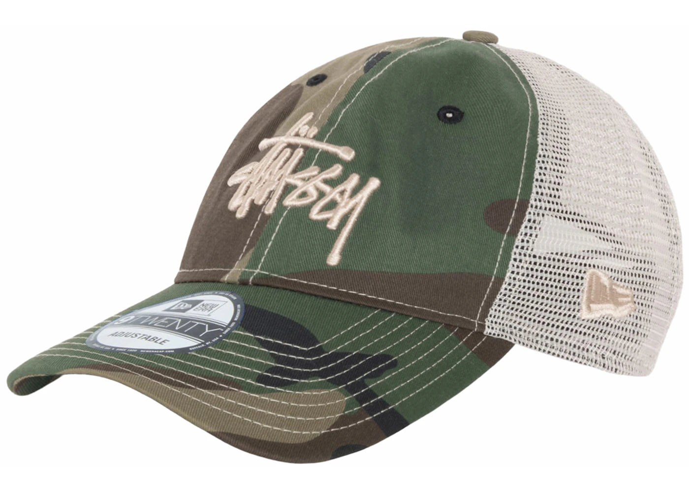 Stussy New Era 9Twenty Basic Trucker Woodland Camo - vue secondaire A