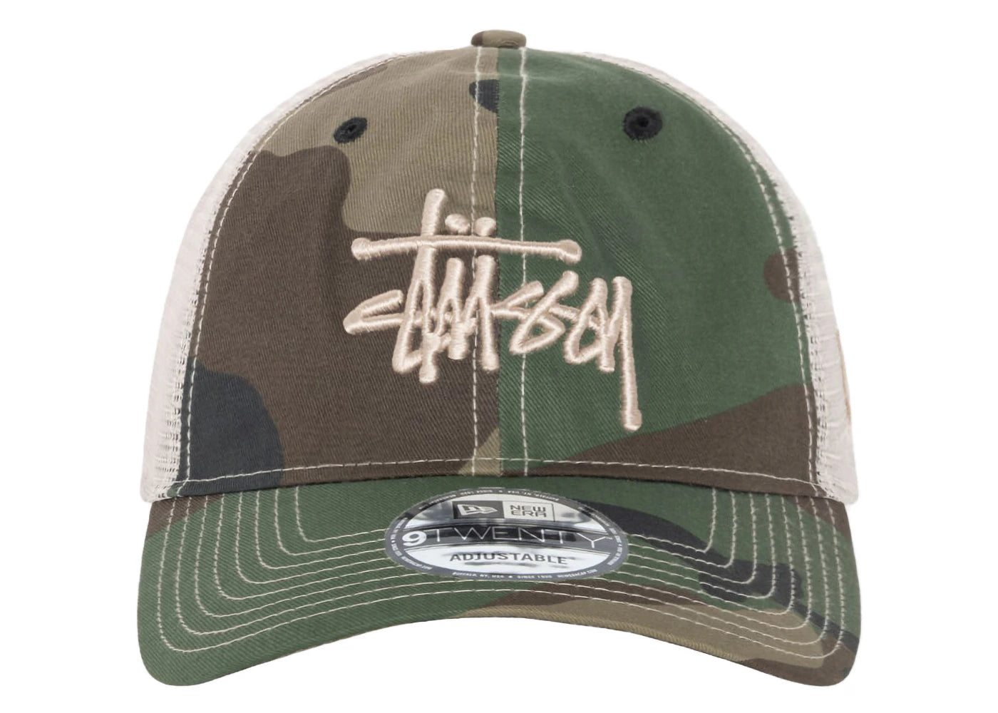 Stussy New Era 9Twenty Basic Trucker Woodland Camo - vue 360