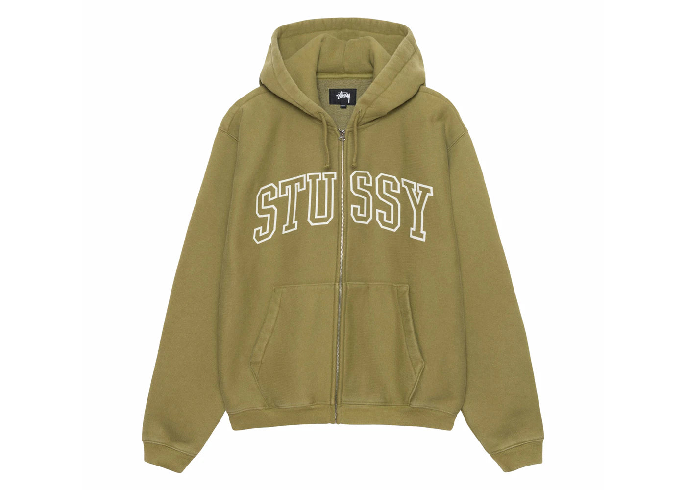 Stussy Outline Zip Hoodie Olive - vue secondaire A