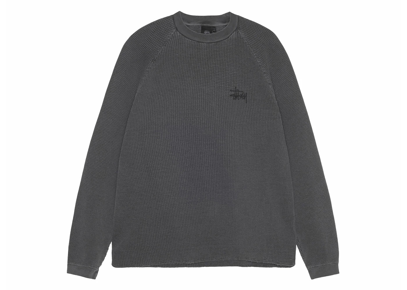 Stussy Raglan Thermal L/S Crew Washed Black - vue secondaire A
