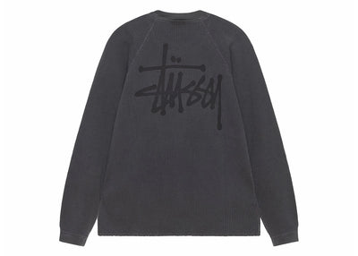 Stussy Raglan Thermal L/S Crew Washed Black