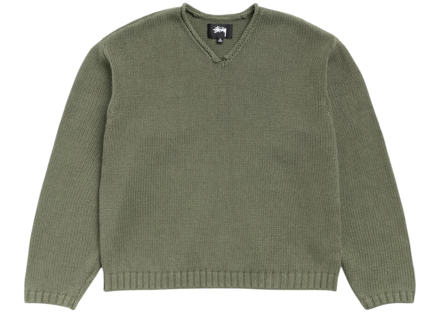 Stüssy Roll V Neck Sweater Olive - vue secondaire A
