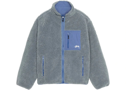 Stussy Sherpa Reversible Jacket Bluestone - authentic Stussy apparel