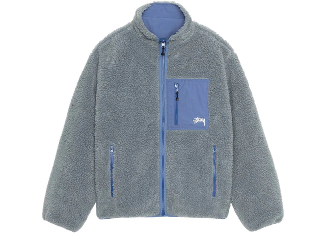 Stussy Sherpa Reversible Jacket Bluestone