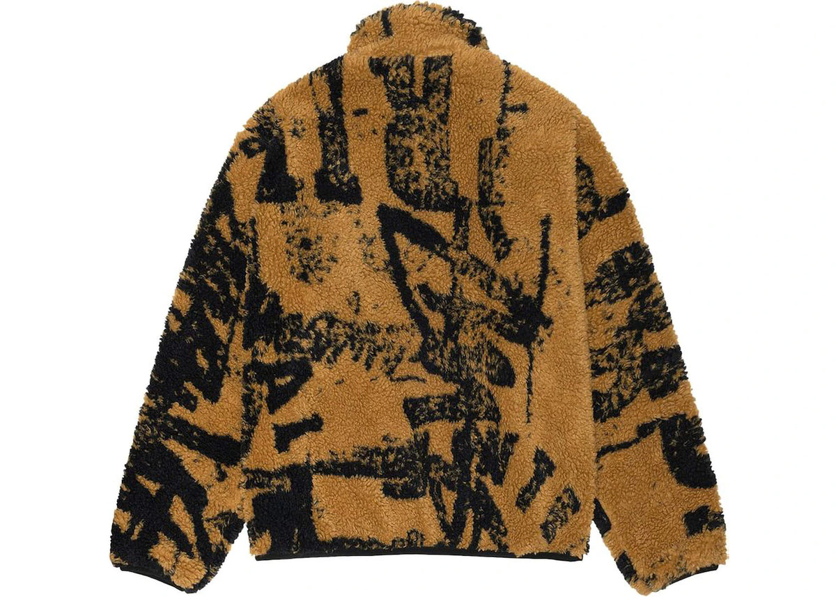 Stussy Sherpa Reversible Stamp Jacket Yellow - vue secondaire B