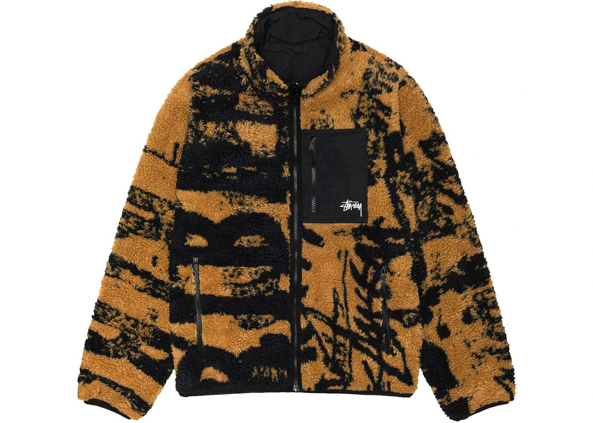 Stussy Sherpa Reversible Stamp Jacket Yellow - vue secondaire A