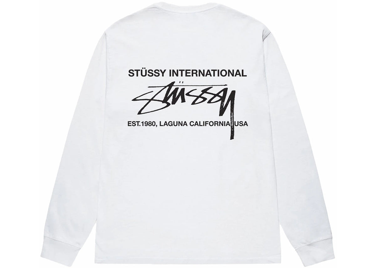 Stussy Smooth International L/S Tee White - vue secondaire A