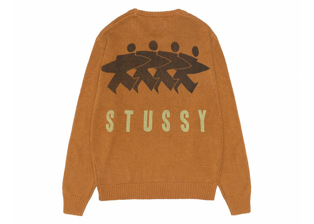 Stussy Surfman Icon Cotton Linen Crew Brown