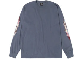 Stussy Two Star L/S Pigment Dyed Tee Navy - vue 360