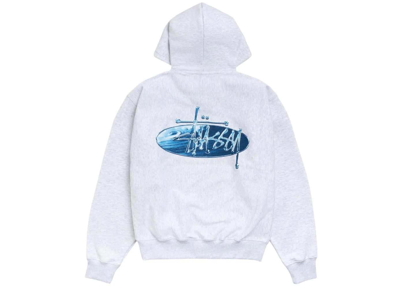 Stüssy Wave Oval Hoodie Ash Heather - vue secondaire B