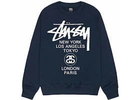 Stussy World Tour Crewneck Navy - vue 360