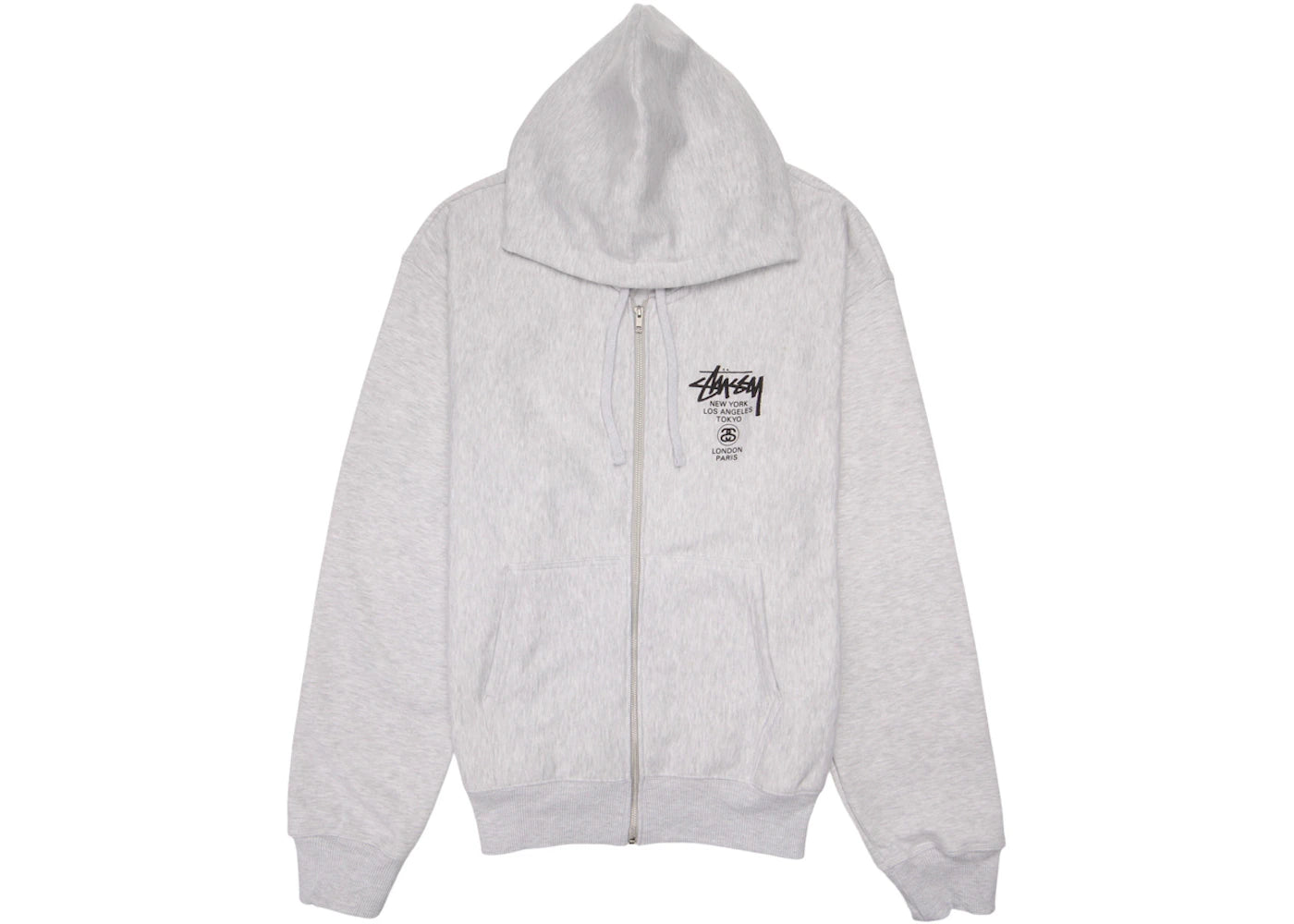 Stussy World Tour Zip Hoodie Ash Heather - vue 360