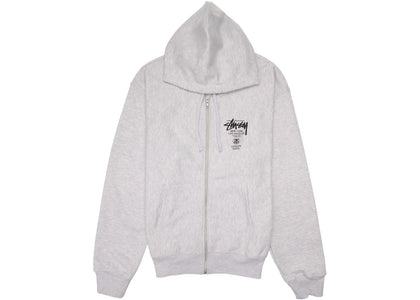 Stussy World Tour Zip Hoodie Ash Heather - authentic Stussy apparel
