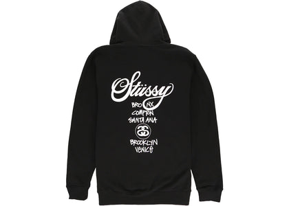 Stussy World Tour Zip Hoodie Black - authentic Stussy apparel