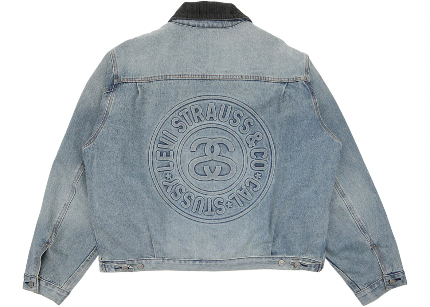 Stussy x Levi's Embossed Praglad Trucker Jacket Stussy Rugged-Blue - vue 360