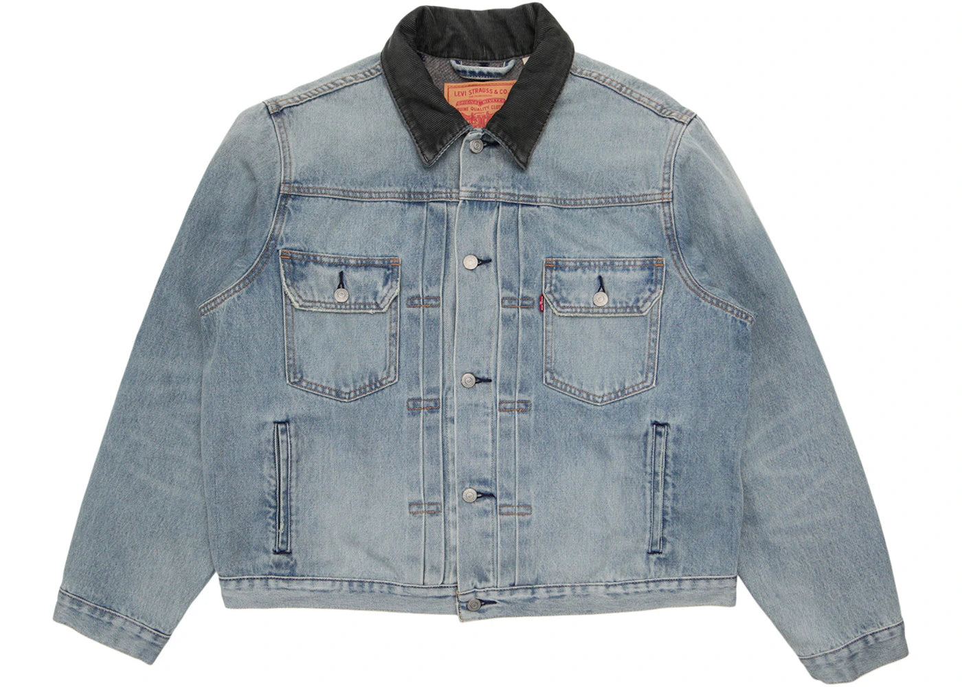 Stussy x Levi's Embossed Praglad Trucker Jacket Stussy Rugged-Blue - vue secondaire A