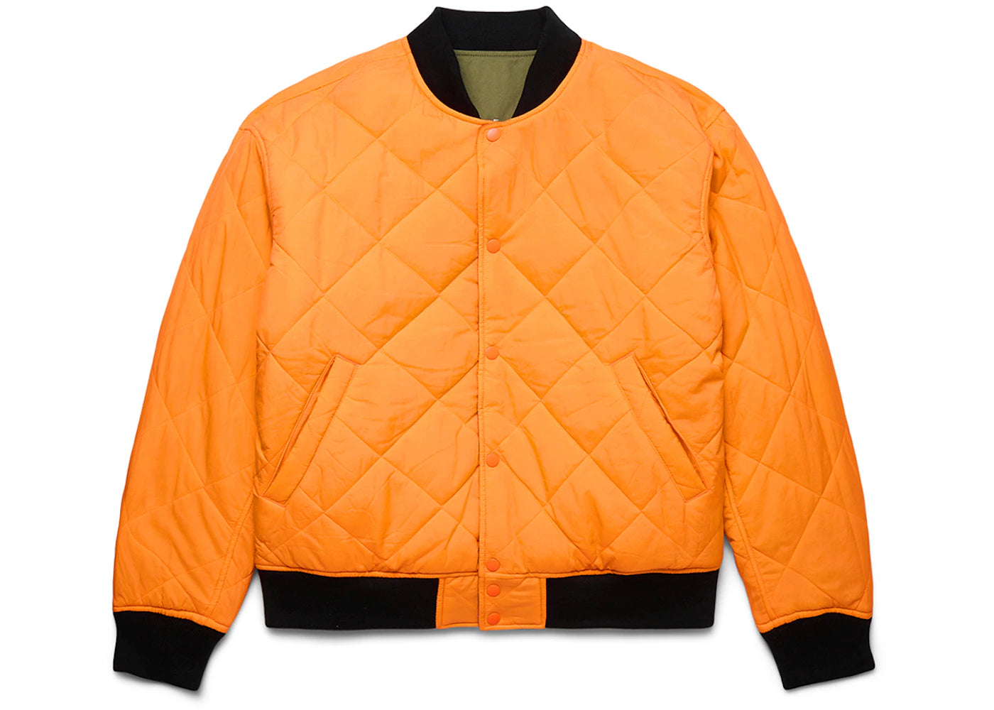 Stussy x Nike Wende-Collegejacke, Mitteloliv/Hellmandarin