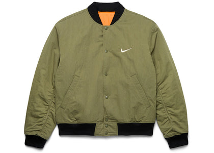 Stussy x Nike Reversible Varsity Jacket Medium Olive/Bright Mandarin - authentic Stussy apparel