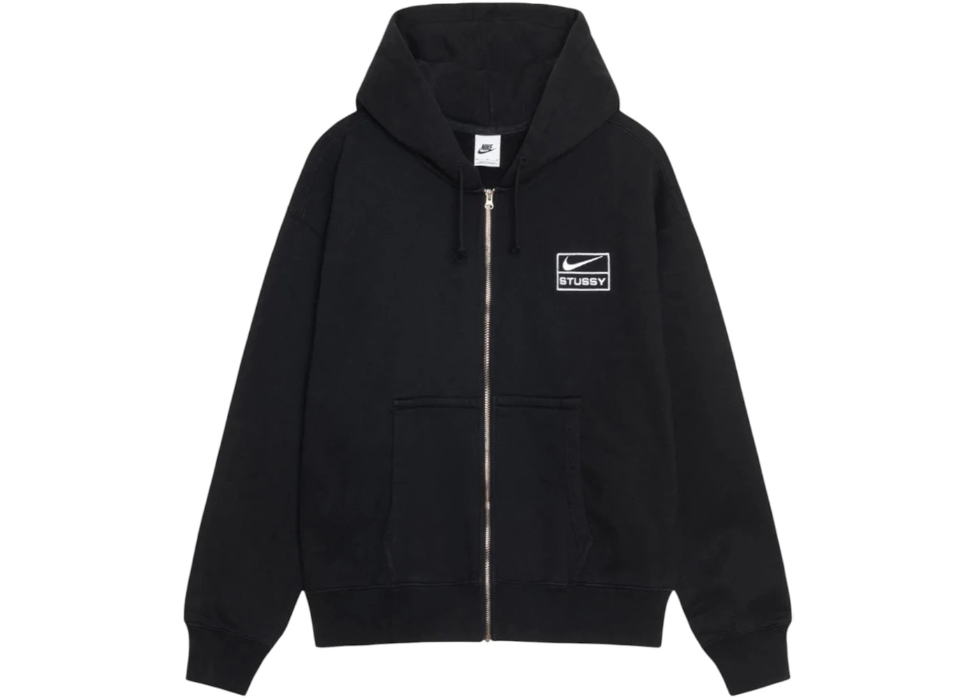 Stussy x Nike Stone Washed Fleece Zip Hoodie (FW25) Black - vue 360