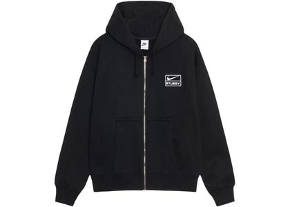 Stussy x Nike Stone Washed Fleece Zip Hoodie (FW25) Black - authentic Stussy apparel