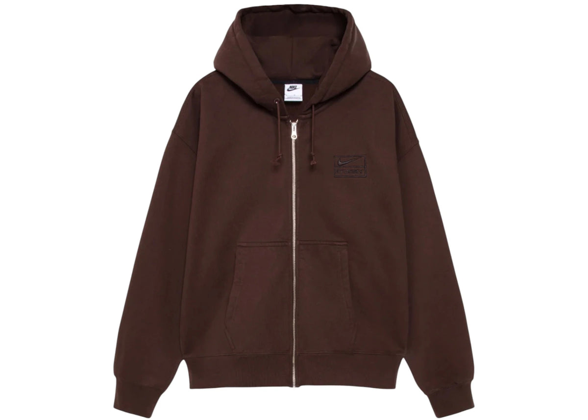 Stussy x Nike Stone Washed Fleece Zip Hoodie (FW25) Dark Cinder - vue 360