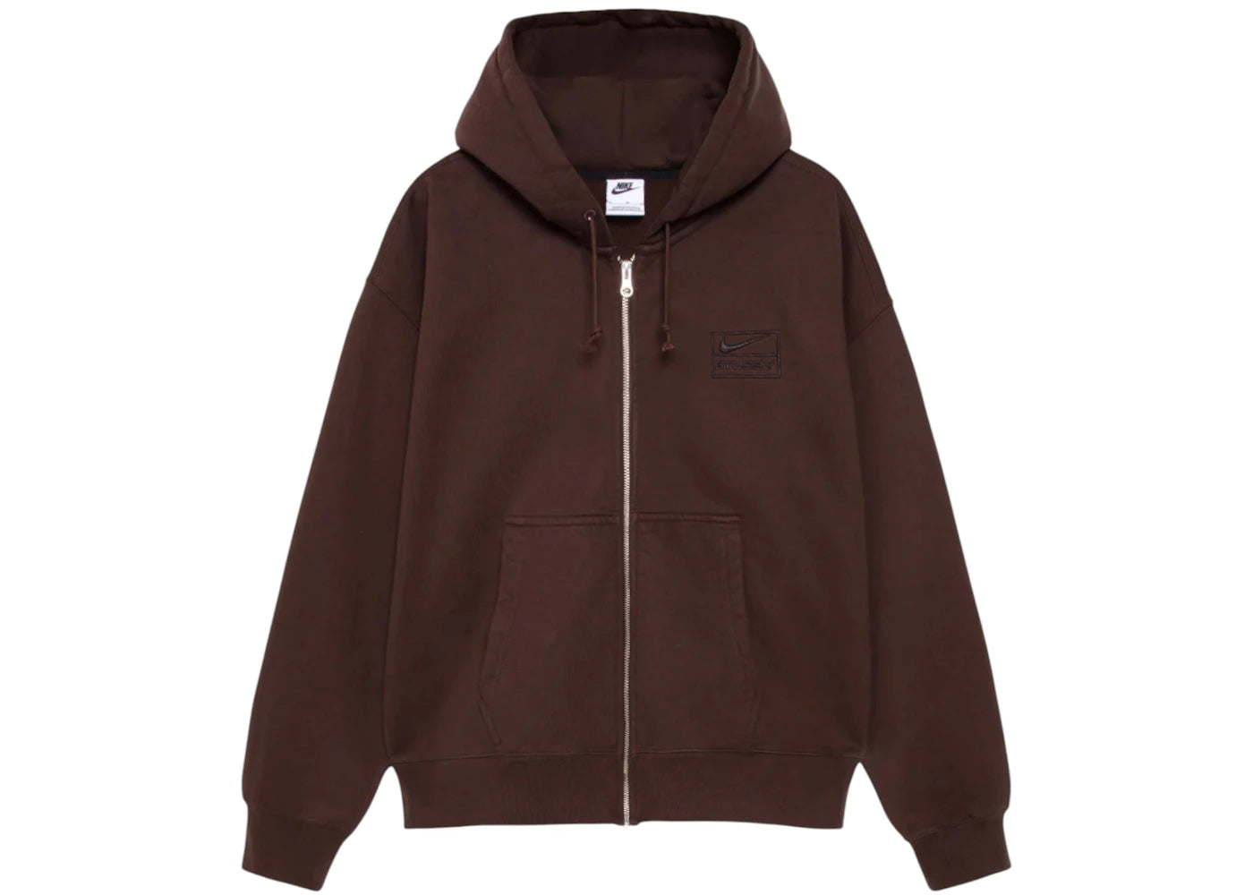 Stussy x Nike Stone Washed Fleece Zip Hoodie (FW25) Dark Cinder - vue 360