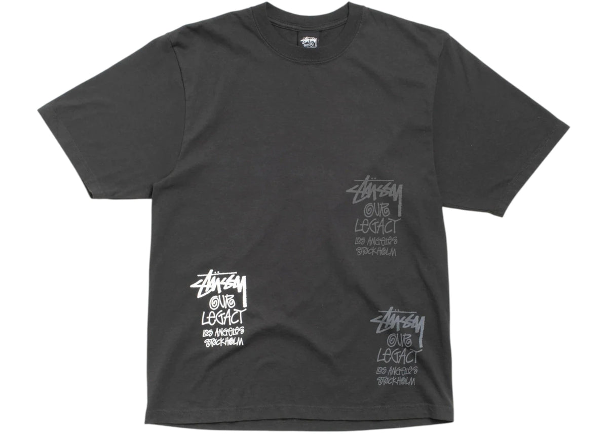 Stussy x Our Legacy Stamp Pigment Dyed Tee Faded Black - vue 360