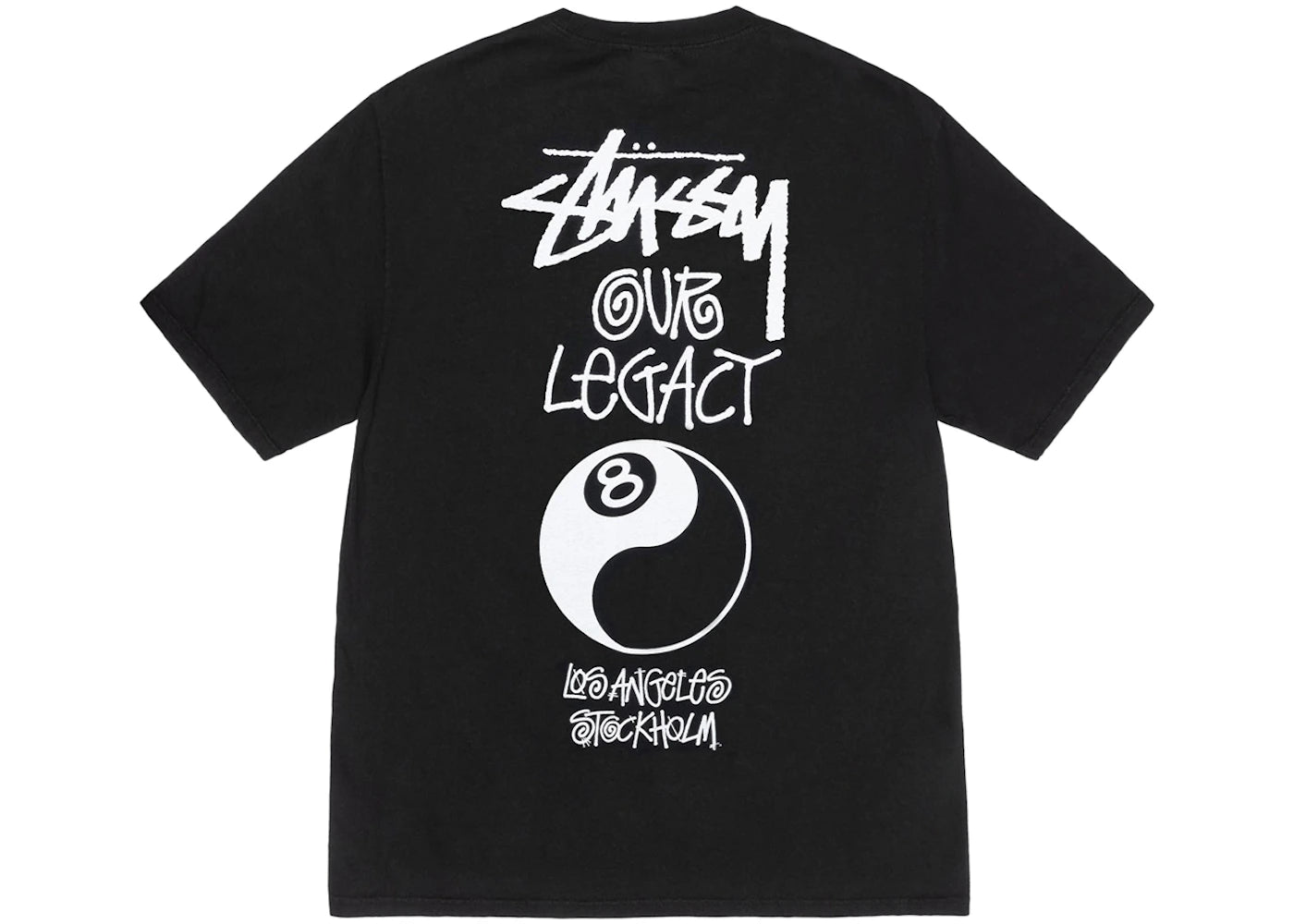 Stussy x Our Legacy Work Shop 8 Ball Yin Yang Pigment Dyed Tee Black - vue 360