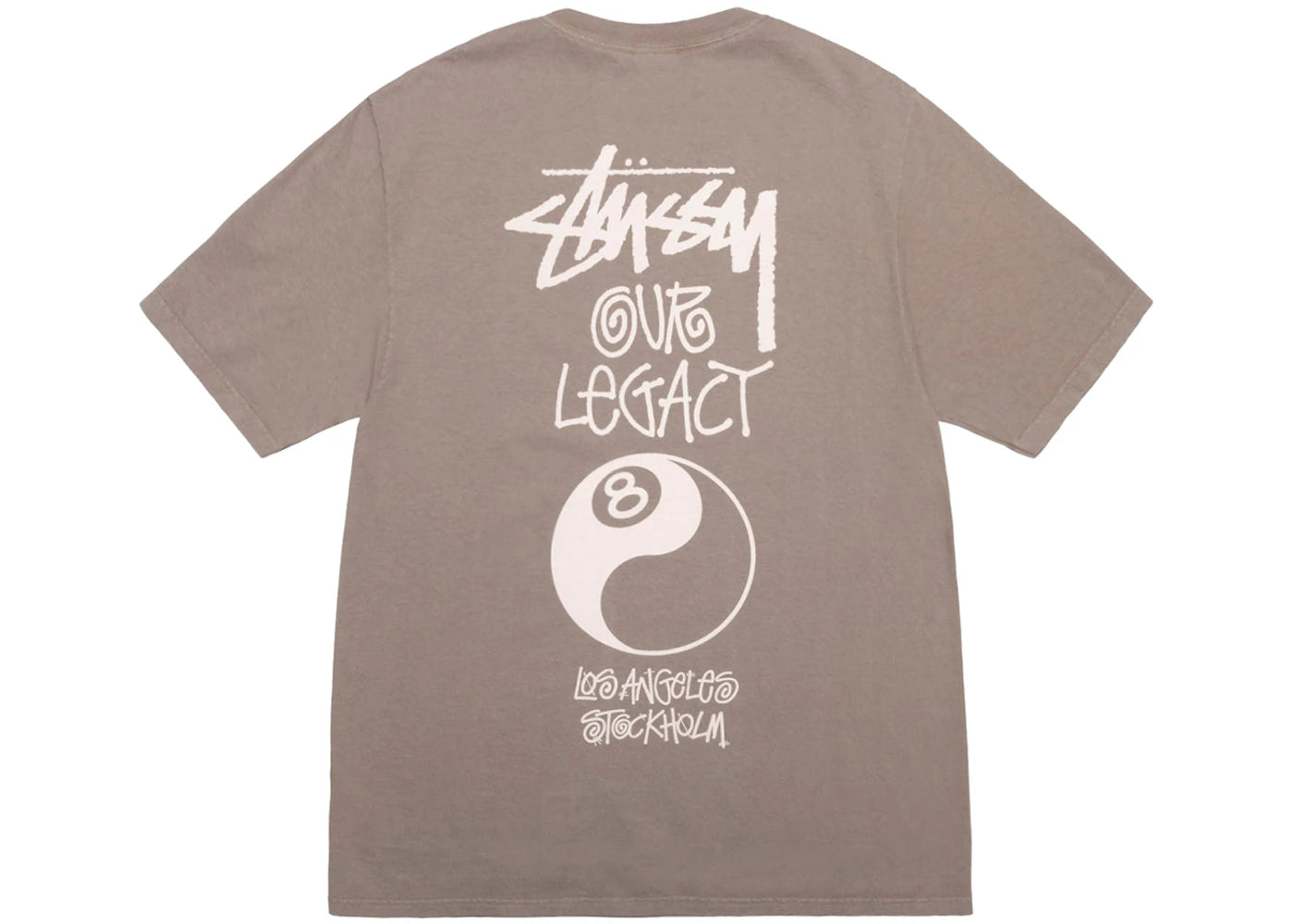 Stussy x Our Legacy Work Shop 8 Ball Yin Yang Pigment Dyed Tee Taupe - vue secondaire A