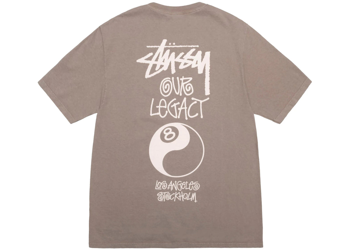 Stussy x Our Legacy Work Shop 8 Ball Yin Yang Pigment Dyed Tee Taupe - vue 360