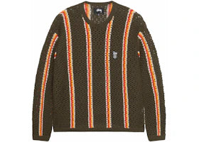 Stussy x Patta Striped Loose Gauge Sweater Olive - vue 360