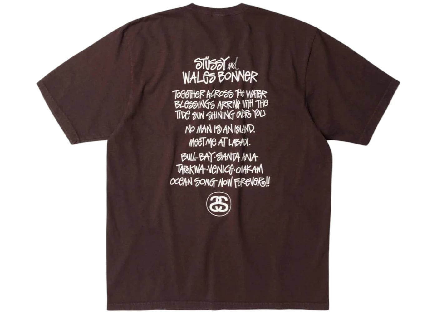 Stussy x Wales Bonner Ocean Song Tee Brown - vue secondaire A