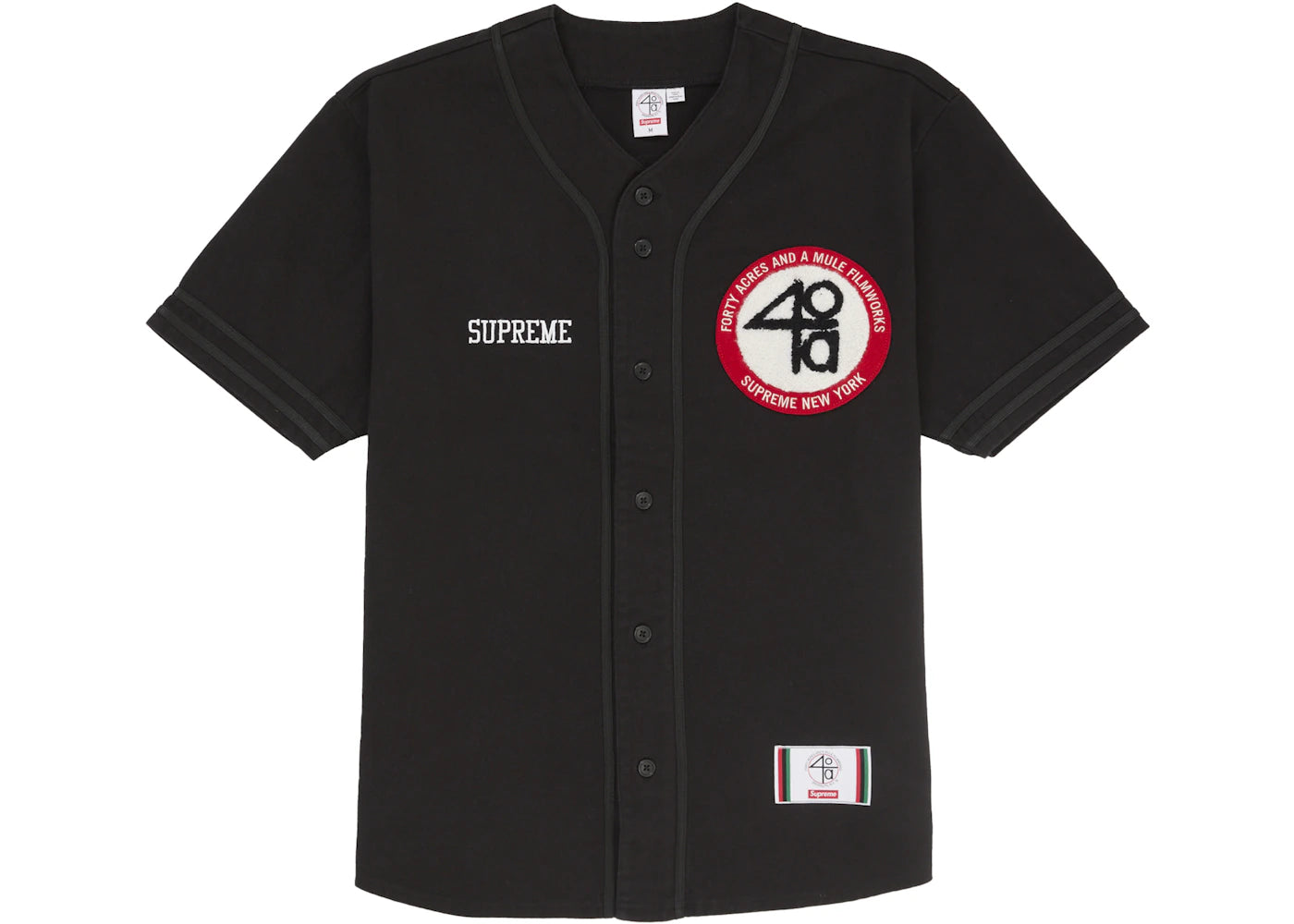 Supreme 40 Acres Twill Baseball Jersey Black - vue 360
