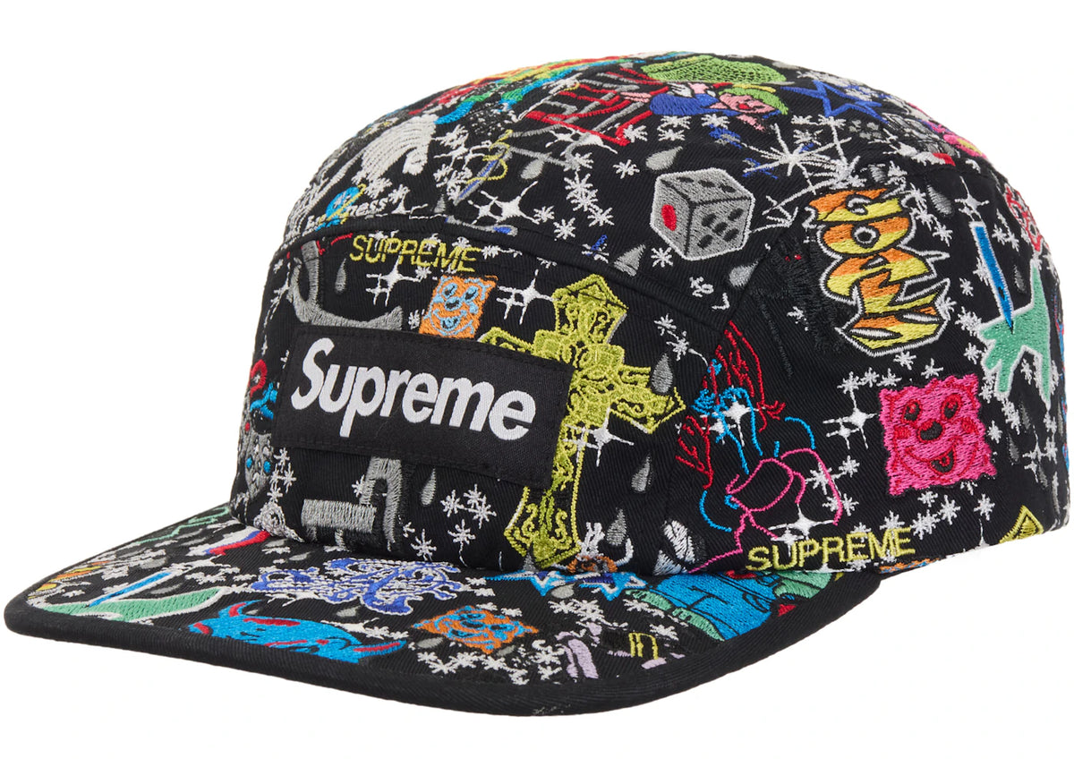 Supreme AOI Embroidered Camp Cap Black - vue 360