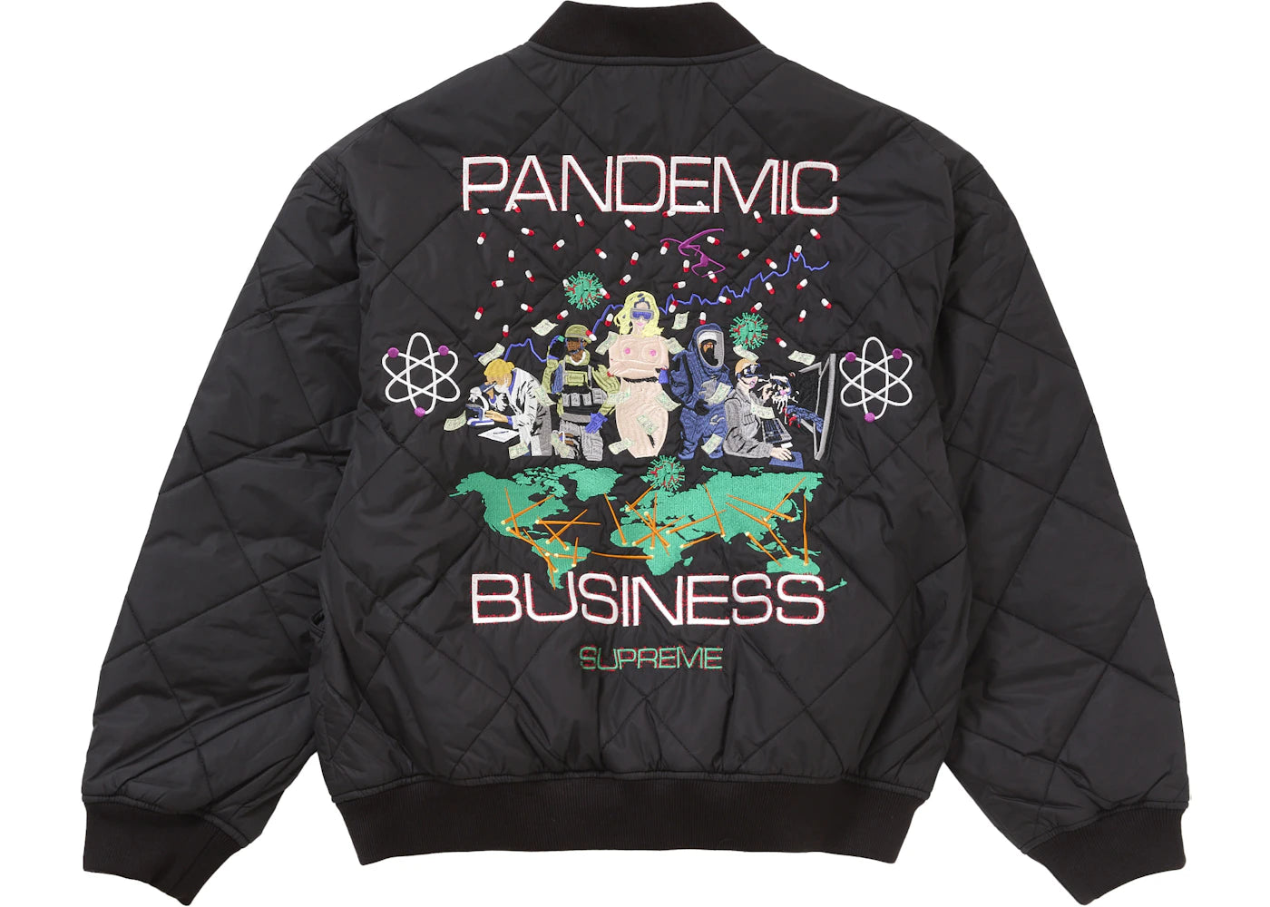 Supreme AOI Quilted Work Jacket Black - vue 360