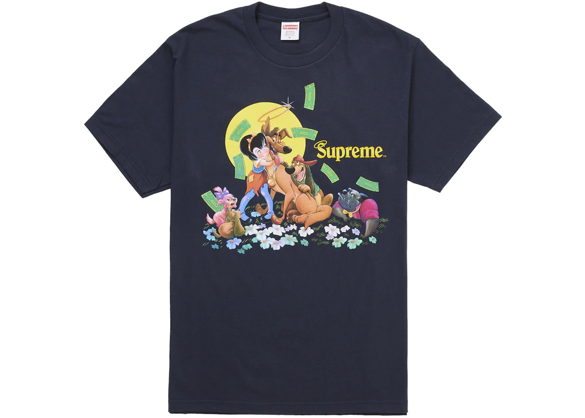 Supreme All Dogs Go To Heaven Tee Navy - vue 360