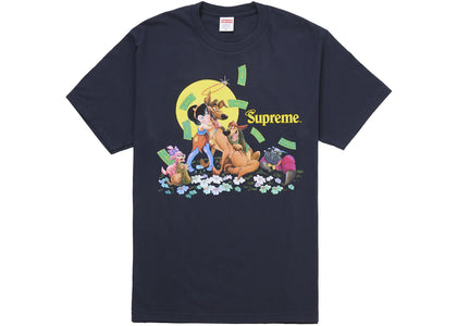 Supreme All Dogs Go To Heaven Tee Navy - authentic Supreme product