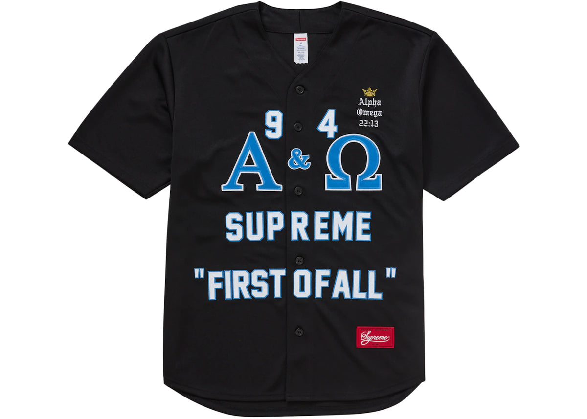 Supreme Alpha Omega Baseball Jersey Black - vue 360
