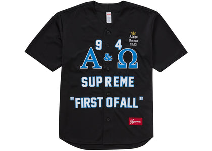 Supreme Alpha Omega Baseball Jersey Black - apparel view 2