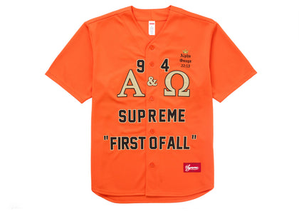 Supreme Alpha Omega Baseball Jersey Orange - authentic Supreme apparel
