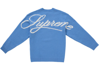 Supreme Angora Script Sweater Light Blue - authentic Supreme apparel