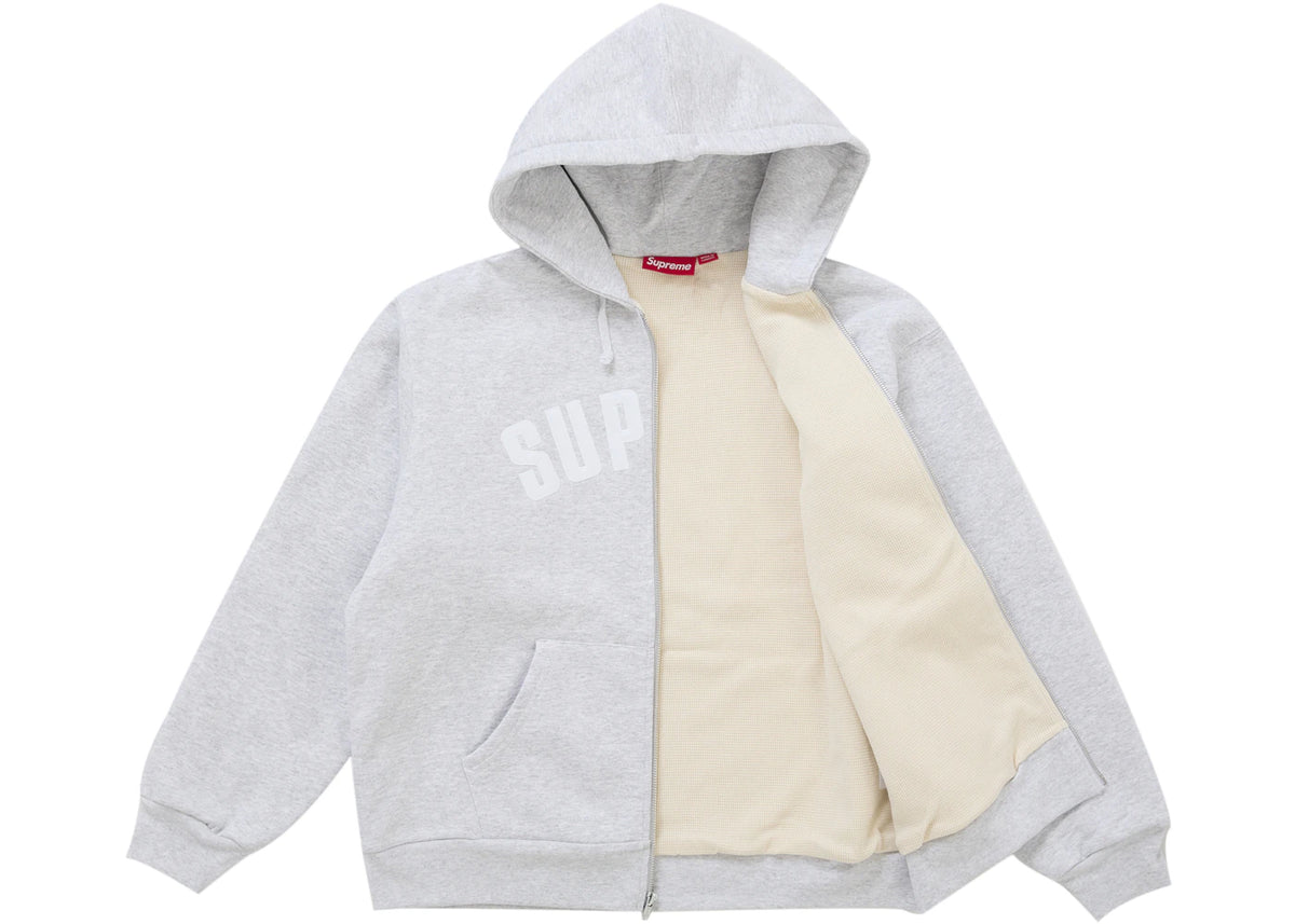 Supreme Arc Thermal Lined Zip Up Hooded Sweatshirt Ash Grey - vue secondaire B