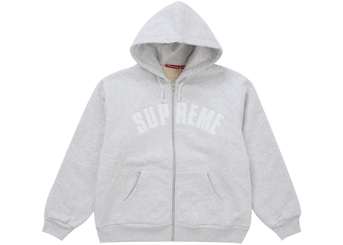 Supreme Arc Thermal Lined Zip Up Hooded Sweatshirt Ash Grey - vue 360