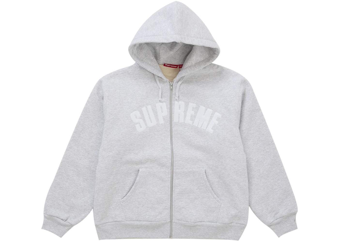 Supreme Arc Thermal Lined Zip Up Hooded Sweatshirt Ash Grey - vue 360