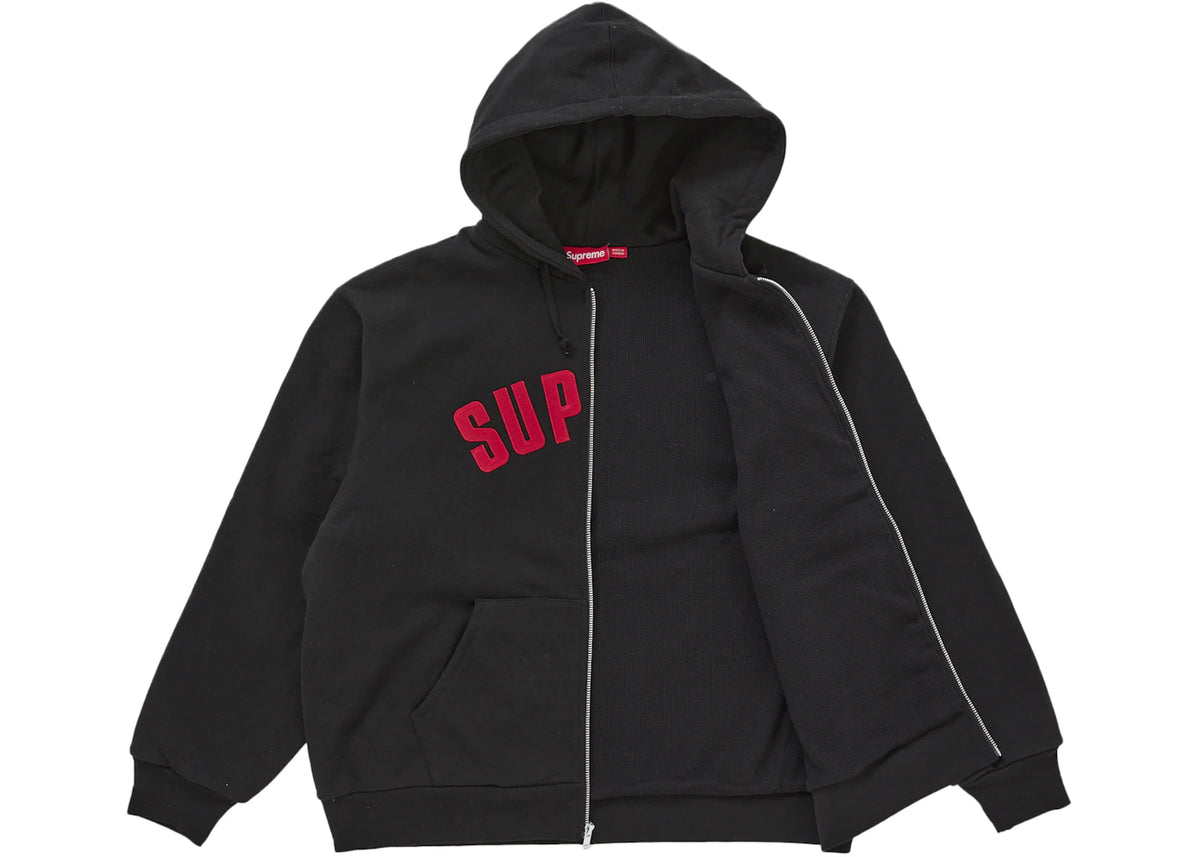 Supreme Arc Thermal Lined Zip Up Hooded Sweatshirt Black - vue secondaire A