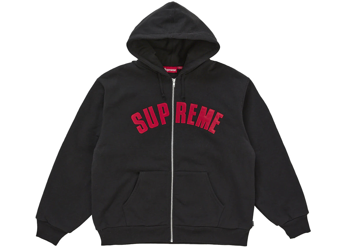 Supreme Arc Thermal Lined Zip Up Hooded Sweatshirt Black - vue 360