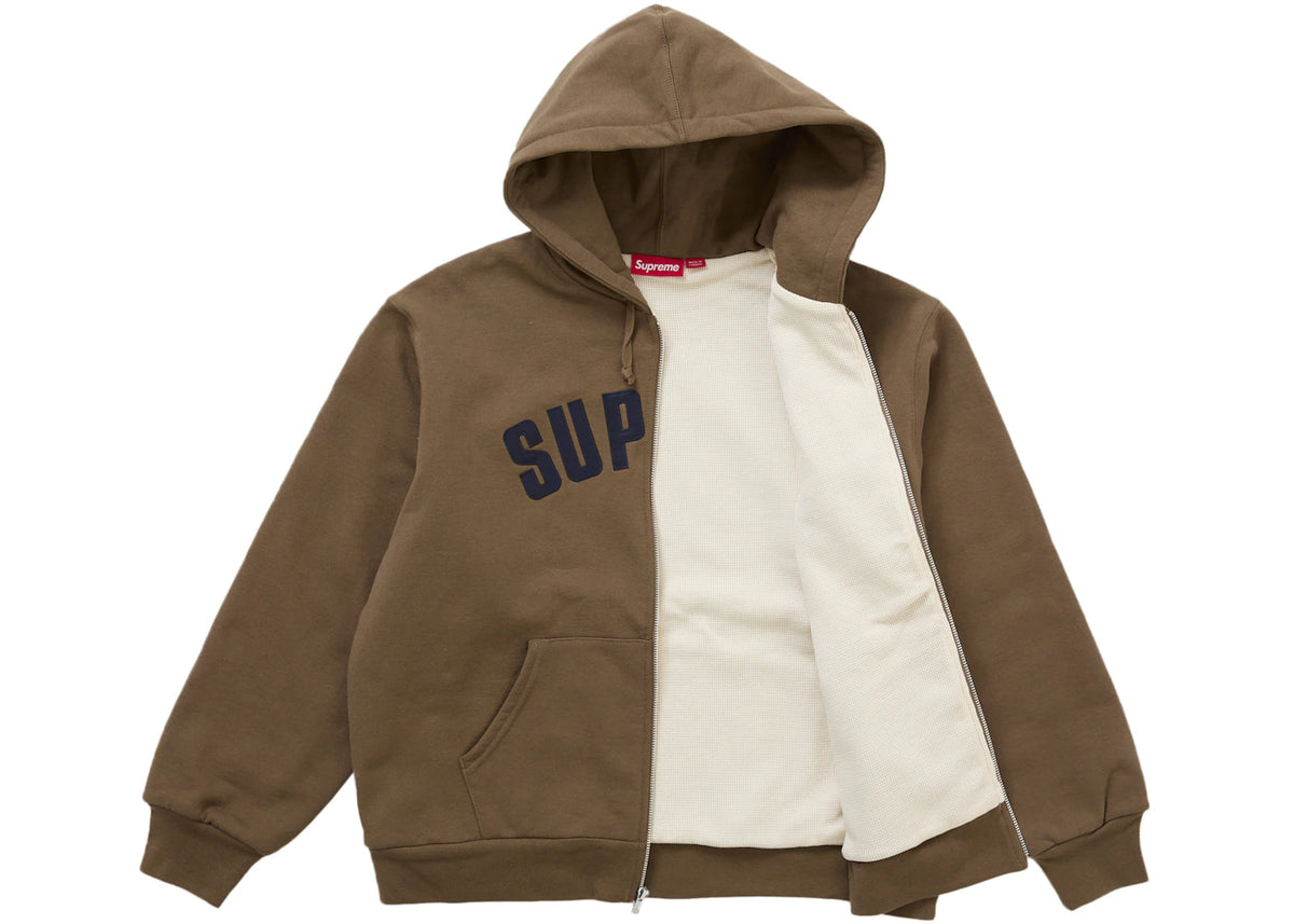Supreme Arc Thermal Lined Zip Up Hooded Sweatshirt Brown - vue secondaire A